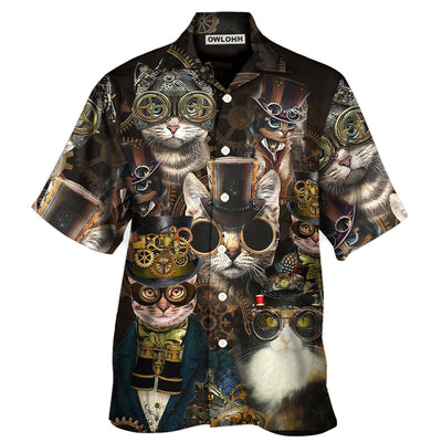 Hawaiian Shirt / Adults / S Cat Steampunk Art Machines Lover - Hawaiian Shirt - Owls Matrix LTD