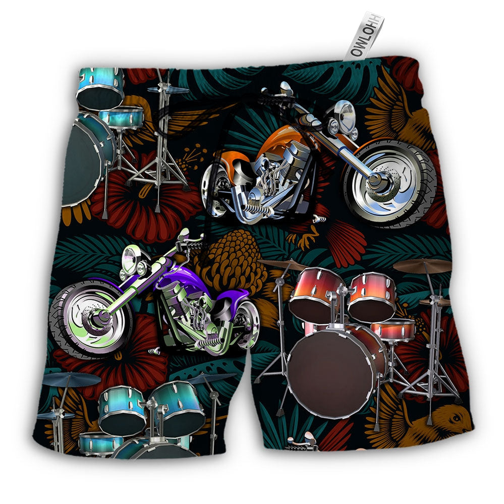 Beach Short / Adults / S Drum I Like Drums And Motorcycles - Beach Short - Owls Matrix LTD