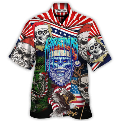 Hawaiian Shirt / Adults / S Skull Christmas US Flag Skeleton Horror Merry Christmas - Hawaiian Shirt - Owls Matrix LTD