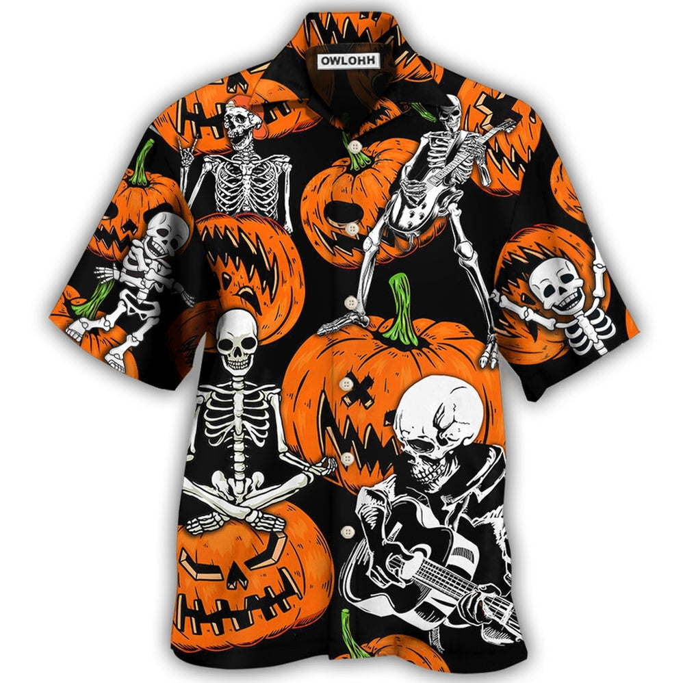 Hawaiian Shirt / Adults / S Halloween Skeleton Pumpkin Scary - Hawaiian Shirt - Owls Matrix LTD