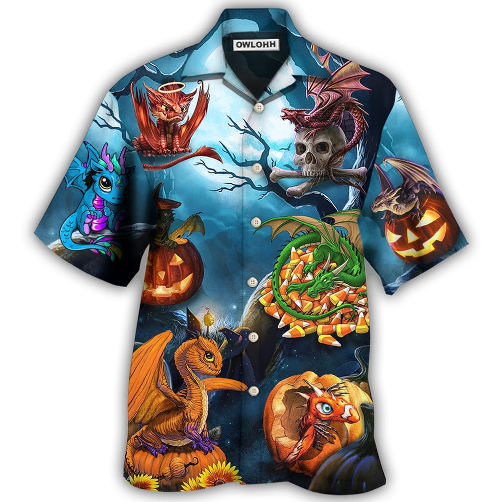 Hawaiian Shirt / Adults / S Halloween Dragon Pumpkin Scary Sky Night - Hawaiian Shirt - Owls Matrix LTD