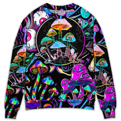 Hippie Mushroom Colorful Neon Light Cool Style - Sweater - Ugly Christmas Sweaters - Owls Matrix LTD