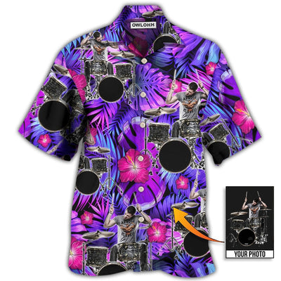 Hawaiian Shirt / Adults / S Drum Purple Tropical Style Custom Photo - Hawaiian Shirt - Owls Matrix LTD