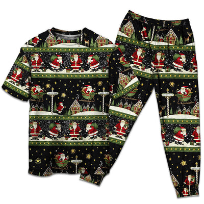 T-shirt + Pants / S Christmas Santa Claus Big Night - Pajamas Short Sleeve - Owls Matrix LTD