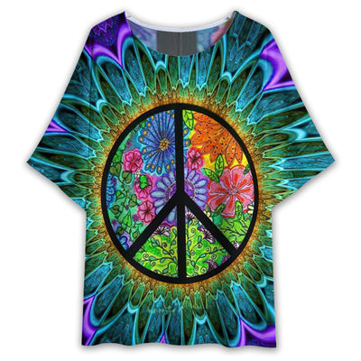 S Hippie Colorful Lighting Wonderful Life - Women's T-shirt With Bat Sleeve - Owls Matrix LTD