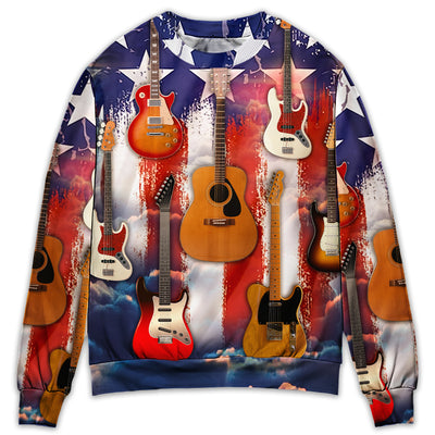 Sweater / S Guitar Independence Day Star America - Sweater - Ugly Christmas Sweaters - Owls Matrix LTD