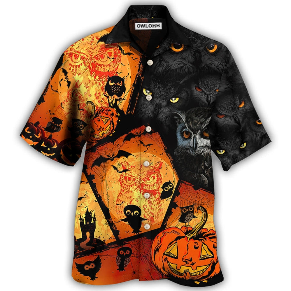 Hawaiian Shirt / Adults / S Halloween Owl Pumpkin Scary - Hawaiian Shirt - Owls Matrix LTD