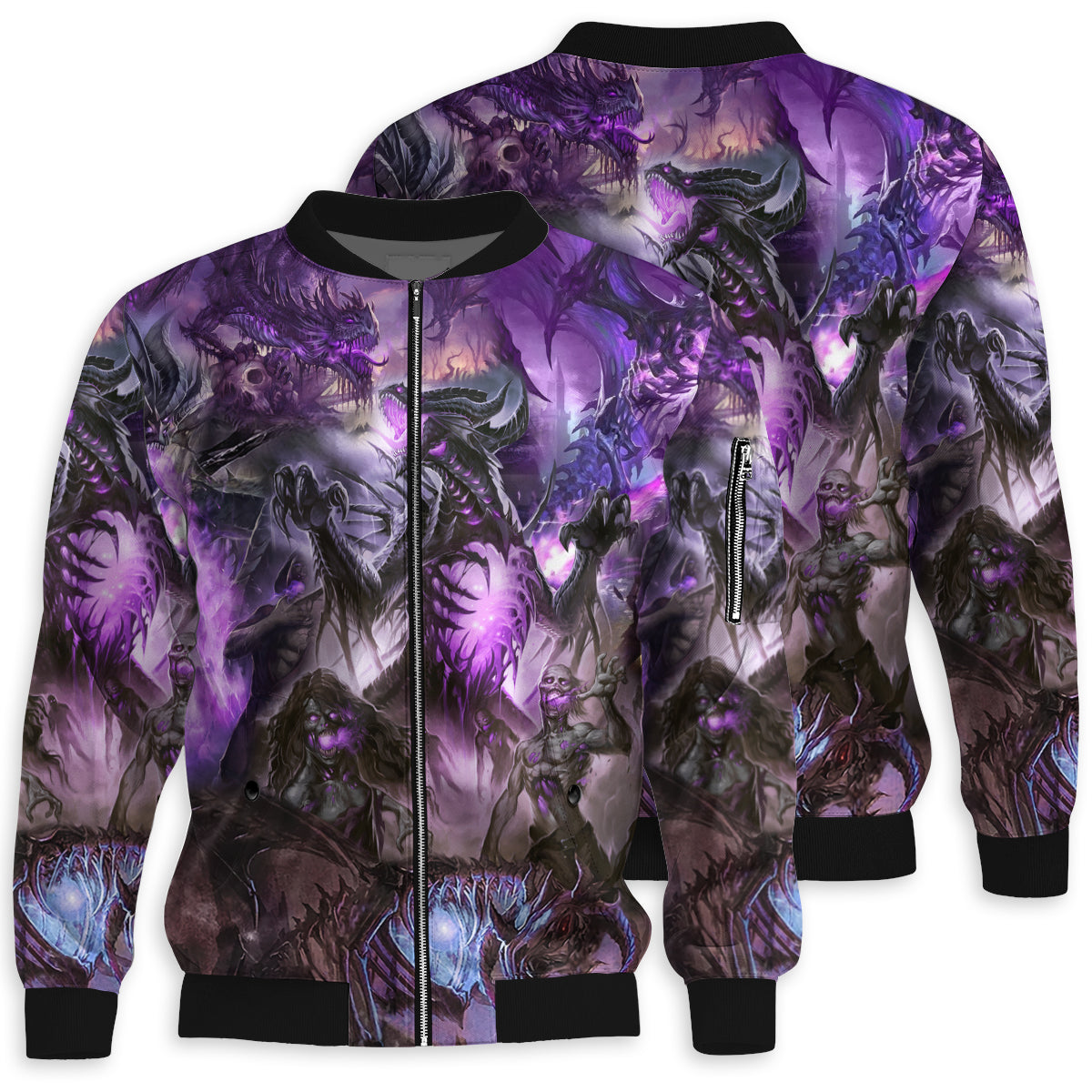 S Skull Dragon Love Life Purple - Bomber Jacket - Owls Matrix LTD