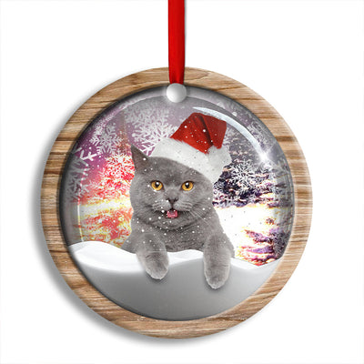 Pack 1 Christmas Cat Snowy Day - Circle Ornament - Owls Matrix LTD