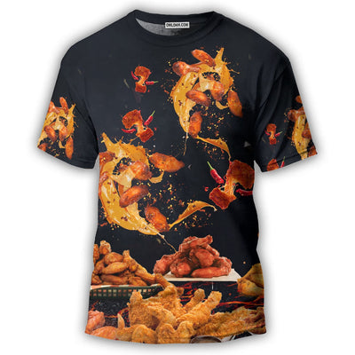 S Food Chicken Wing Fast Food Delicious - Round Neck T-shirt - Owls Matrix LTD