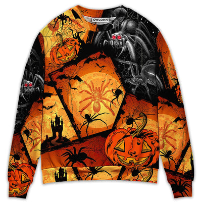 Sweater / S Halloween Spider Pumpkin Scary - Sweater - Ugly Christmas Sweaters - Owls Matrix LTD