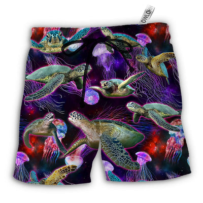 Beach Short / Adults / S Turtle Neon Sea Art - Beach Short - Owls Matrix LTD