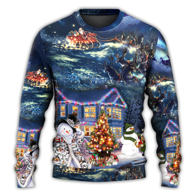 Christmas Sweater / S Christmas Santa Claus Family In Love Light Art Style - Sweater - Ugly Christmas Sweaters - Owls Matrix LTD