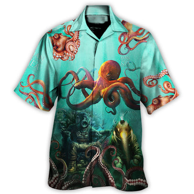 Hawaiian Shirt / Adults / S Octopus Custom Logo Unique - Hawaiian Shirt - Owls Matrix LTD