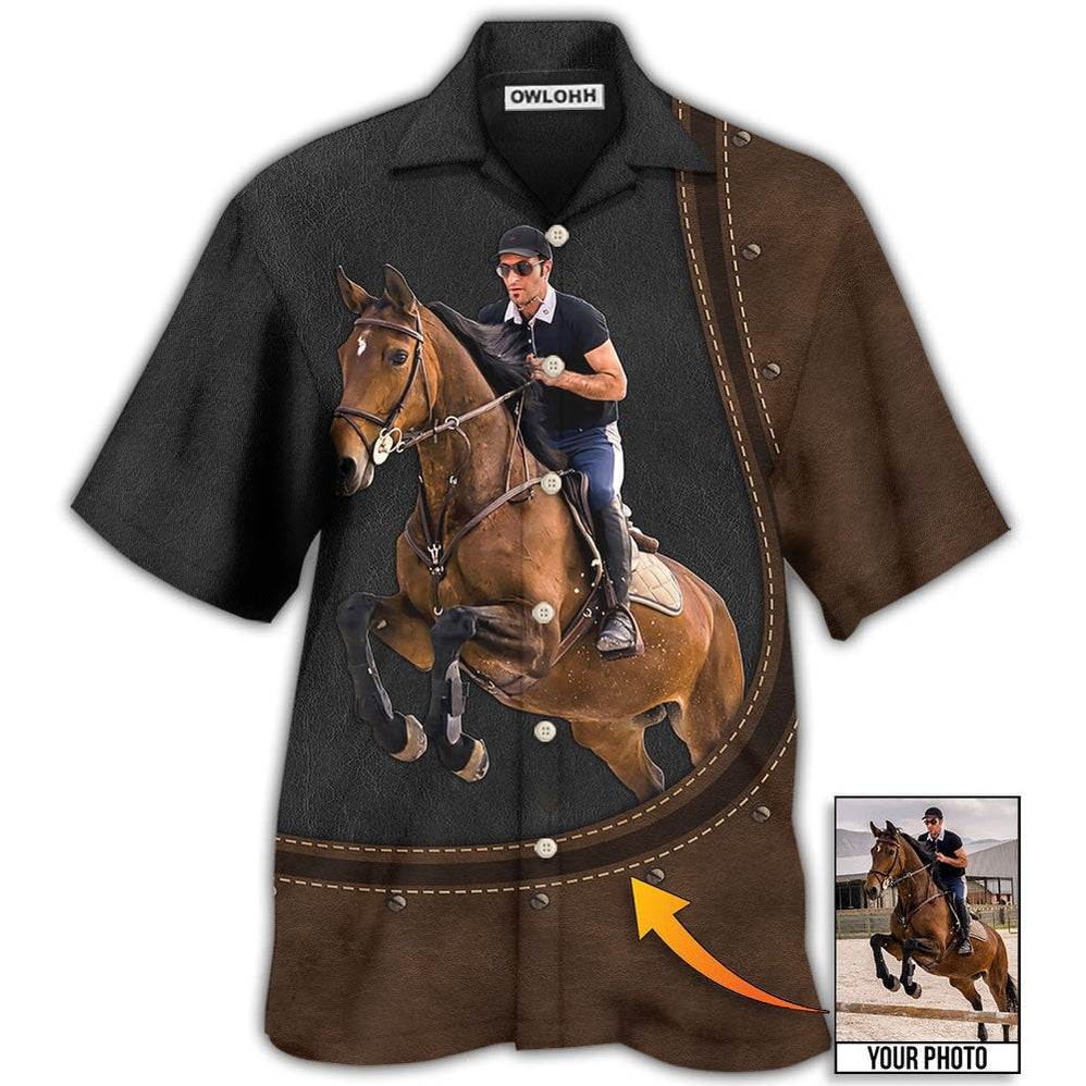 Hawaiian Shirt / Adults / S Horse Riding Horse Leather Style Custom Photo - Hawaiian Shirt - Owls Matrix LTD