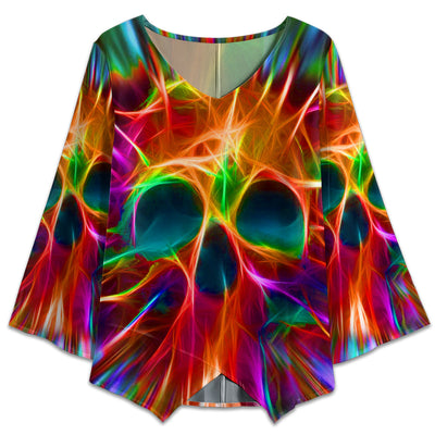 S Skull Rainbow Color Love Style - V-neck T-shirt - Owls Matrix LTD