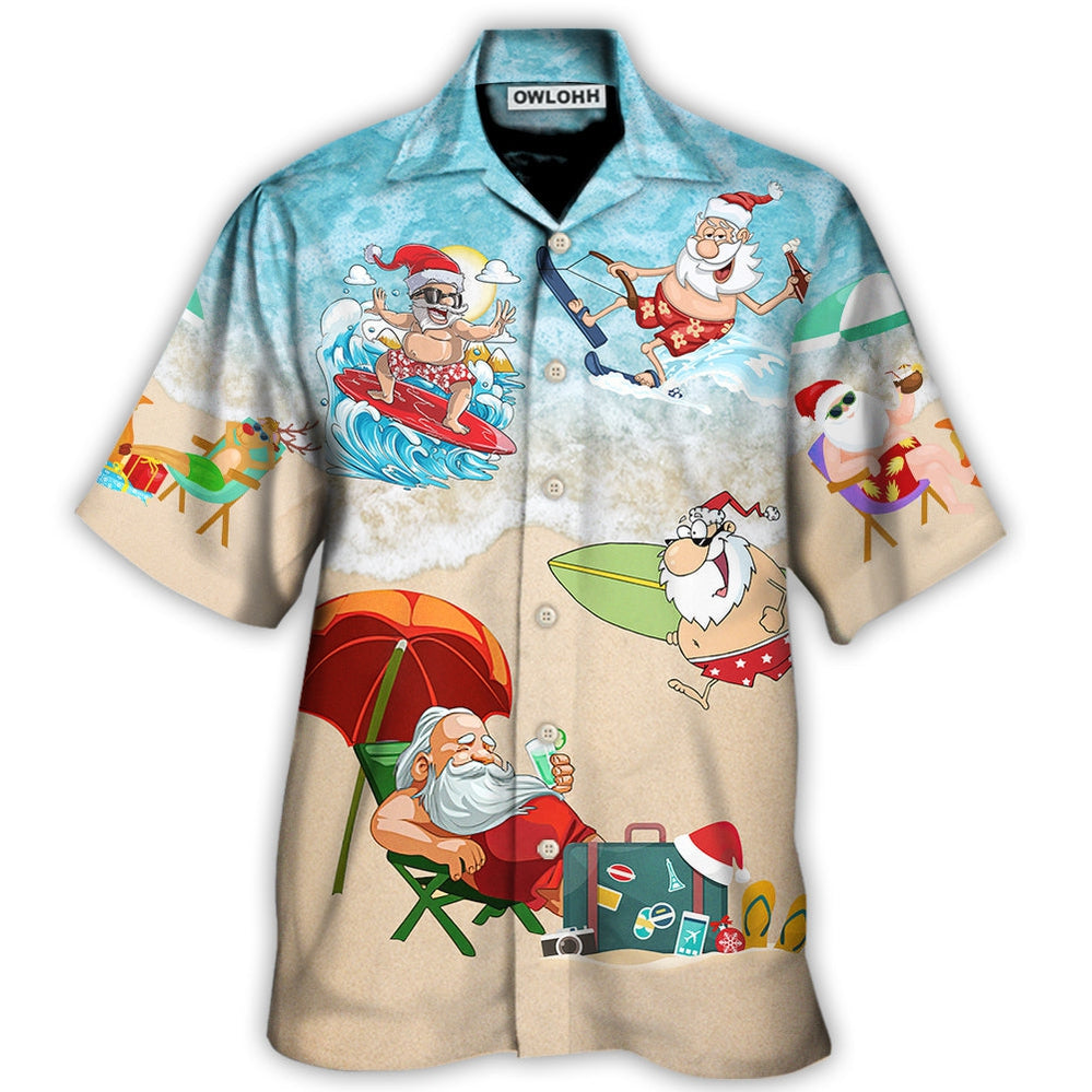 Hawaiian Shirt / Adults / S Christmas Santa Play On Beach - Hawaiian Shirt - Owls Matrix LTD