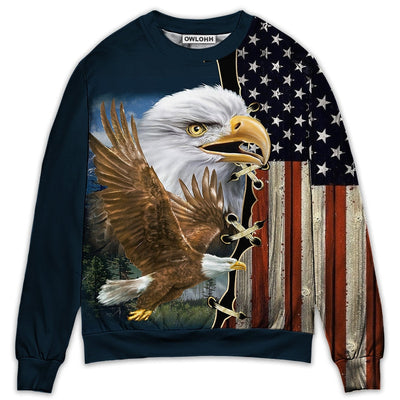 America Eagle Wildlife Faith - Sweater - Ugly Christmas Sweaters - Owls Matrix LTD