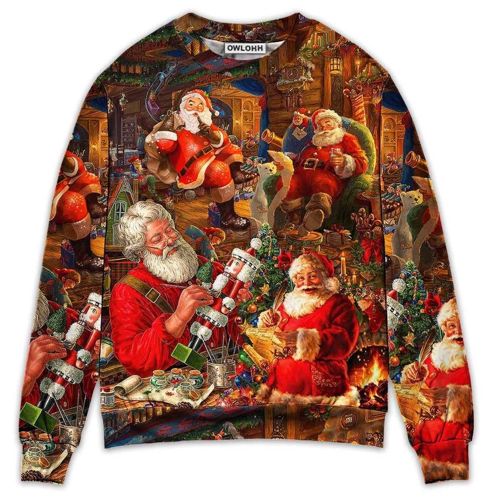 Sweater / S Christmas Funny Santa Claus Gift Xmas Is Coming Art Style - Sweater - Ugly Christmas Sweaters - Owls Matrix LTD