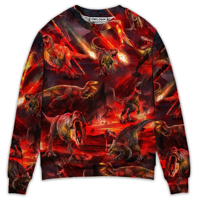 Sweater / S Dinosaur Meteorite Cool Style - Sweater - Ugly Christmas Sweaters - Owls Matrix LTD