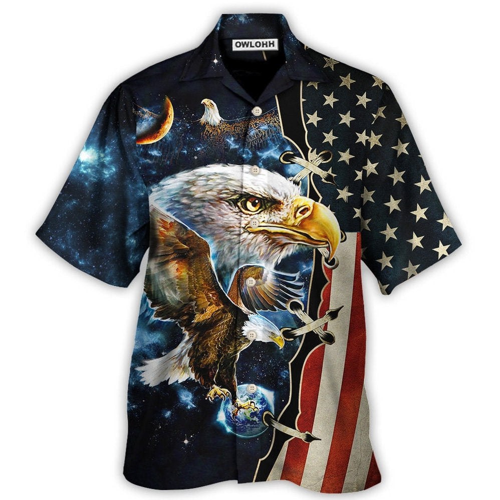 Hawaiian Shirt / Adults / S America Eagle Amazing Galaxy - Hawaiian Shirt - Owls Matrix LTD