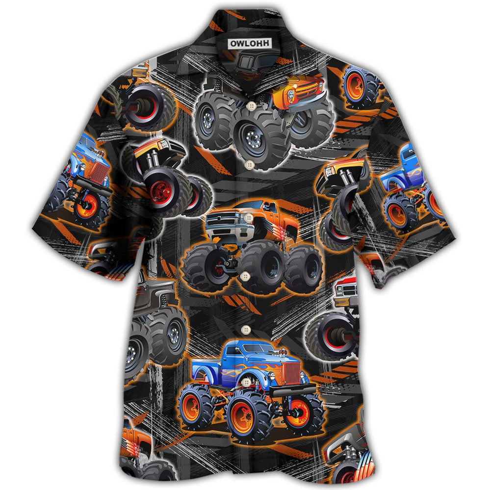 Hawaiian Shirt / Adults / S Monster Truck Racing Art - Hawaiian Shirt - Owls Matrix LTD