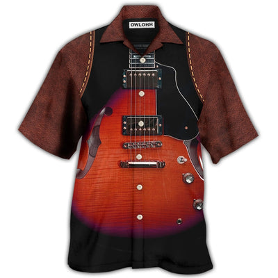 Hawaiian Shirt / Adults / S Guitar Red Vintage Leather - Hawaiian Shirt - Owls Matrix LTD