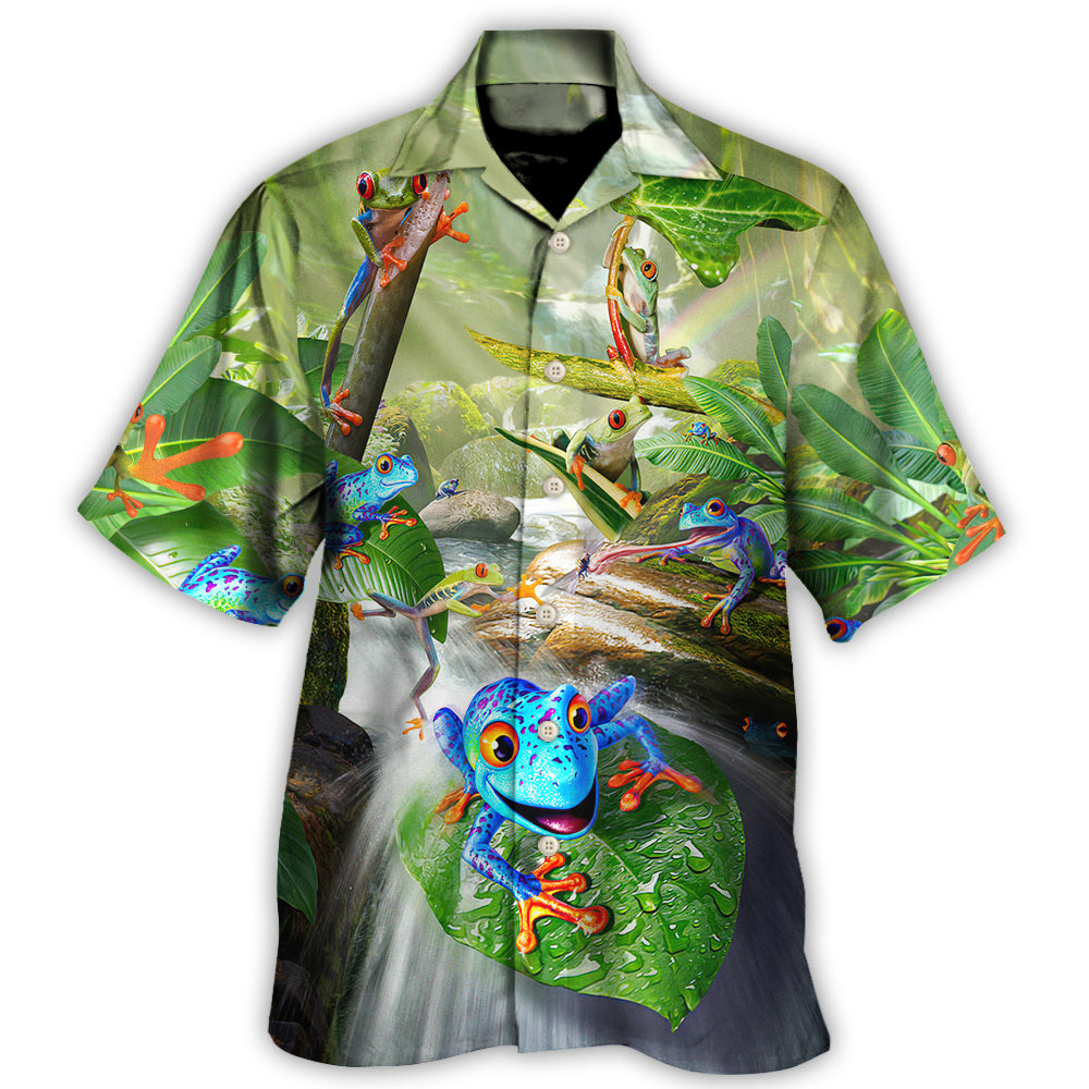 Hawaiian Shirt / Adults / S Frog Every Journey Begins With A Single Hop - Hawaiian Shirt - Owls Matrix LTD