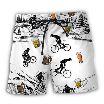 Beach Short / Adults / S Beer I Like Beer And Moutain Bikes - Beach Short - Owls Matrix LTD