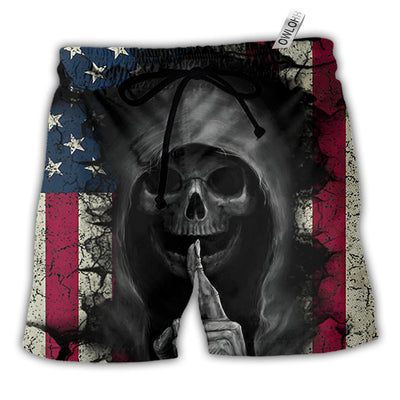 Beach Short / Adults / S Skull Dark American Flag Vintage - Beach Short - Owls Matrix LTD