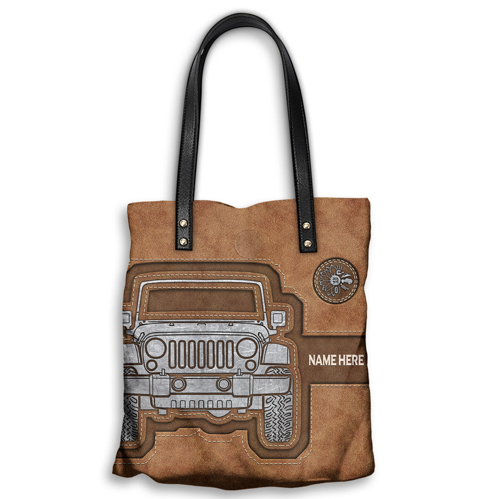 M ( "12.2 x 13.4" ) Jeep - Real Women Drive Their Own Jeeps Personalized - Leather Hand Bag - Owls Matrix LTD