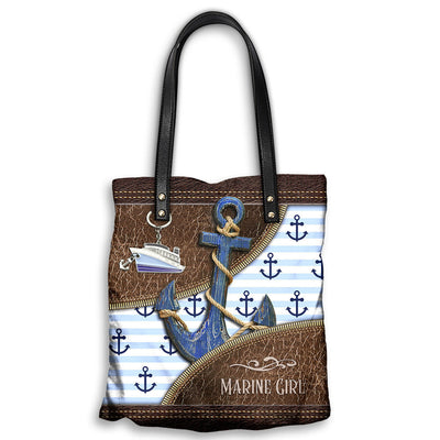 M ( "12.2 x 13.4" ) Anchor Marine Girl Boat Anchor Leather Vintage Style - Leather Hand Bag - Owls Matrix LTD