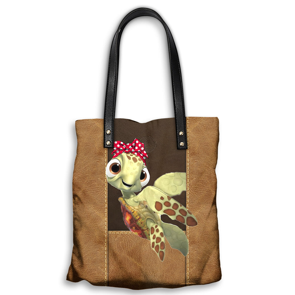 M ( "12.2 x 13.4" ) Turtle Cute Funny In My Bag - Leather Hand Bag - Owls Matrix LTD