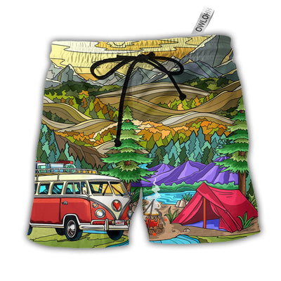 Beach Short / Adults / S Camping Life In The Forest With Vans - Beach Short - Owls Matrix LTD