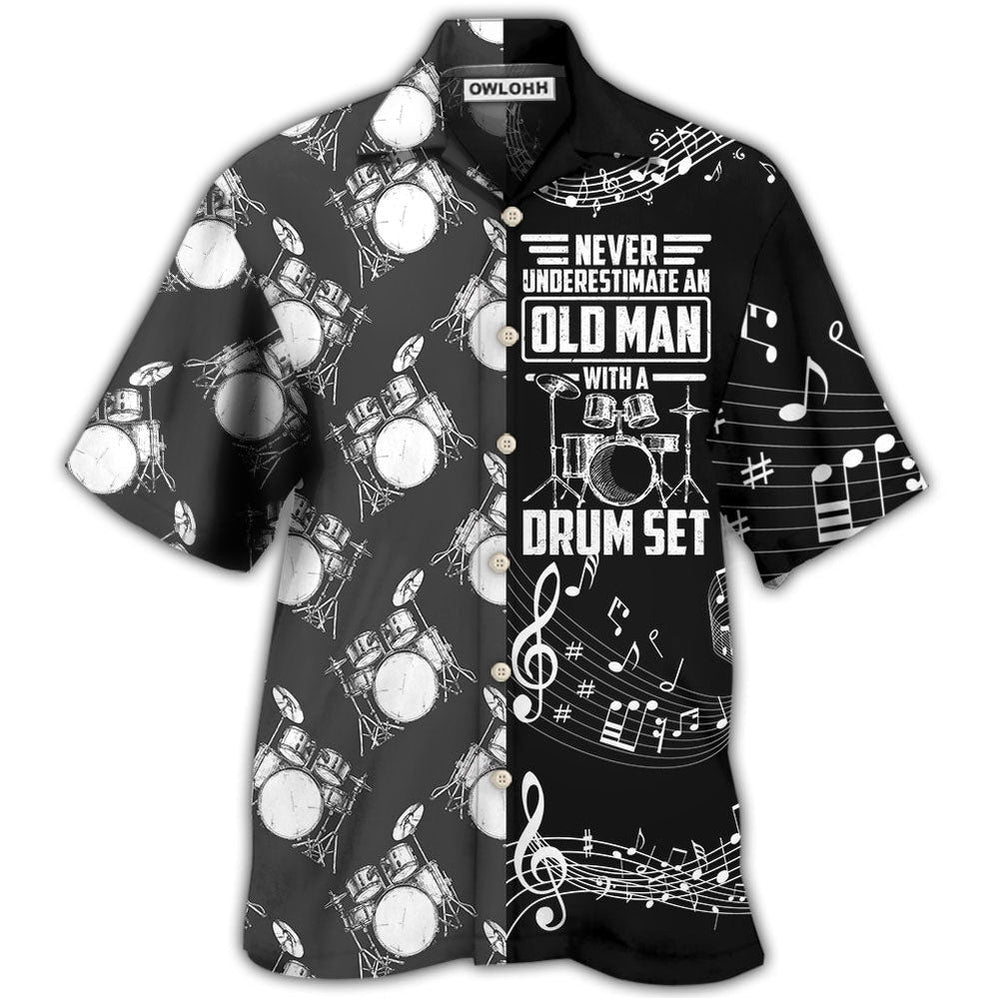 Hawaiian Shirt / Adults / S Drum Never Underestmate An Old Man With A Drum Set - Hawaiian Shirt - Owls Matrix LTD