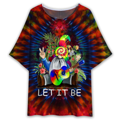 S Hippie Gnome Let It Be - Women's T-shirt With Bat Sleeve - Owls Matrix LTD