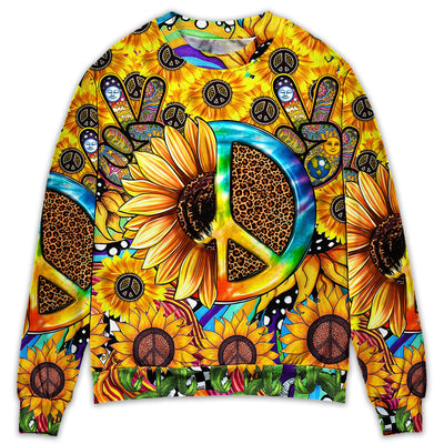 Sweater / S Hippie Sunflowers Peace Sign Style - Sweater - Ugly Christmas Sweaters - Owls Matrix LTD