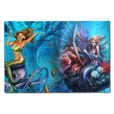 S ( 16X24 INCHES ) Mermaid Beautiful And Skull - Doormat - Owls Matrix LTD