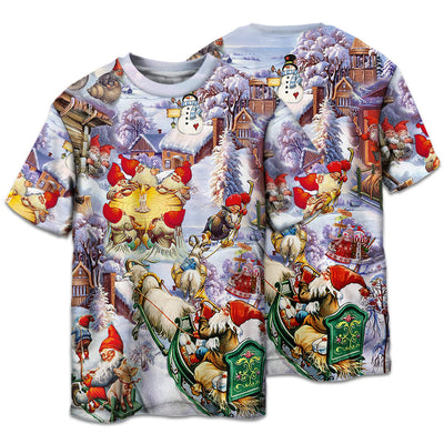T-shirt / S Christmas Oh Santa Claus Gnomes - Pajamas Short Sleeve - Owls Matrix LTD