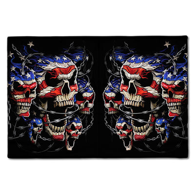S ( 16X24 INCHES ) Skull Love America Forever - Doormat - Owls Matrix LTD
