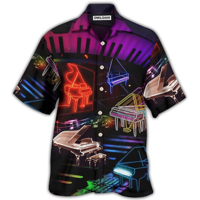 Hawaiian Shirt / Adults / S Piano Neon Style Music Lover - Hawaiian Shirt - Owls Matrix LTD