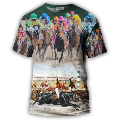 S Horse Racing Great Horse Best Seat - Round Neck T-shirt - Owls Matrix LTD