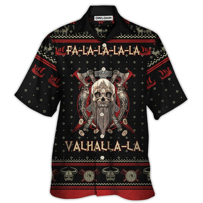 Hawaiian Shirt / Adults / S Viking Valhalla Black And Red Fa La La - Hawaiian Shirt - Owls Matrix LTD