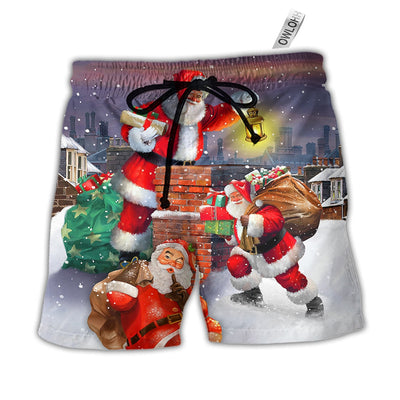 Christmas Having Fun With Santa Claus Gift For Xmas Art Style - Beach Short - Owls Matrix LTD