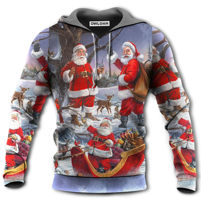 Unisex Hoodie / S Christmas Funny Santa Claus Happy Xmas Is Coming Art Style Type - Hoodie - Owls Matrix LTD