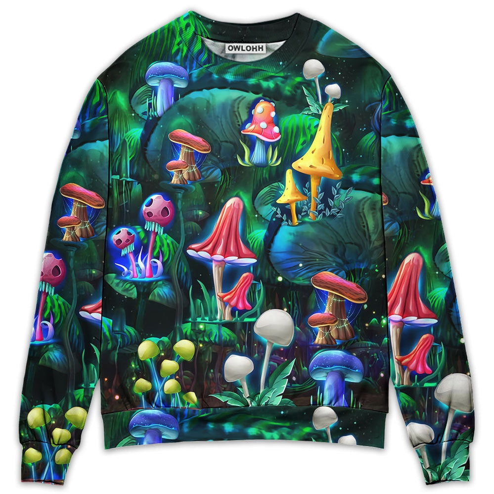 Sweater / S Hippie Mushroom Galaxy Neon Art - Sweater - Ugly Christmas Sweaters - Owls Matrix LTD