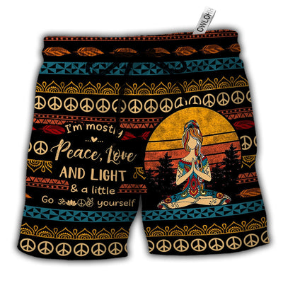 Beach Short / Adults / S Yoga I'm Mostly Peace Love And Light A Little Go F Yourself For Woman - Beach Short - Owls Matrix LTD
