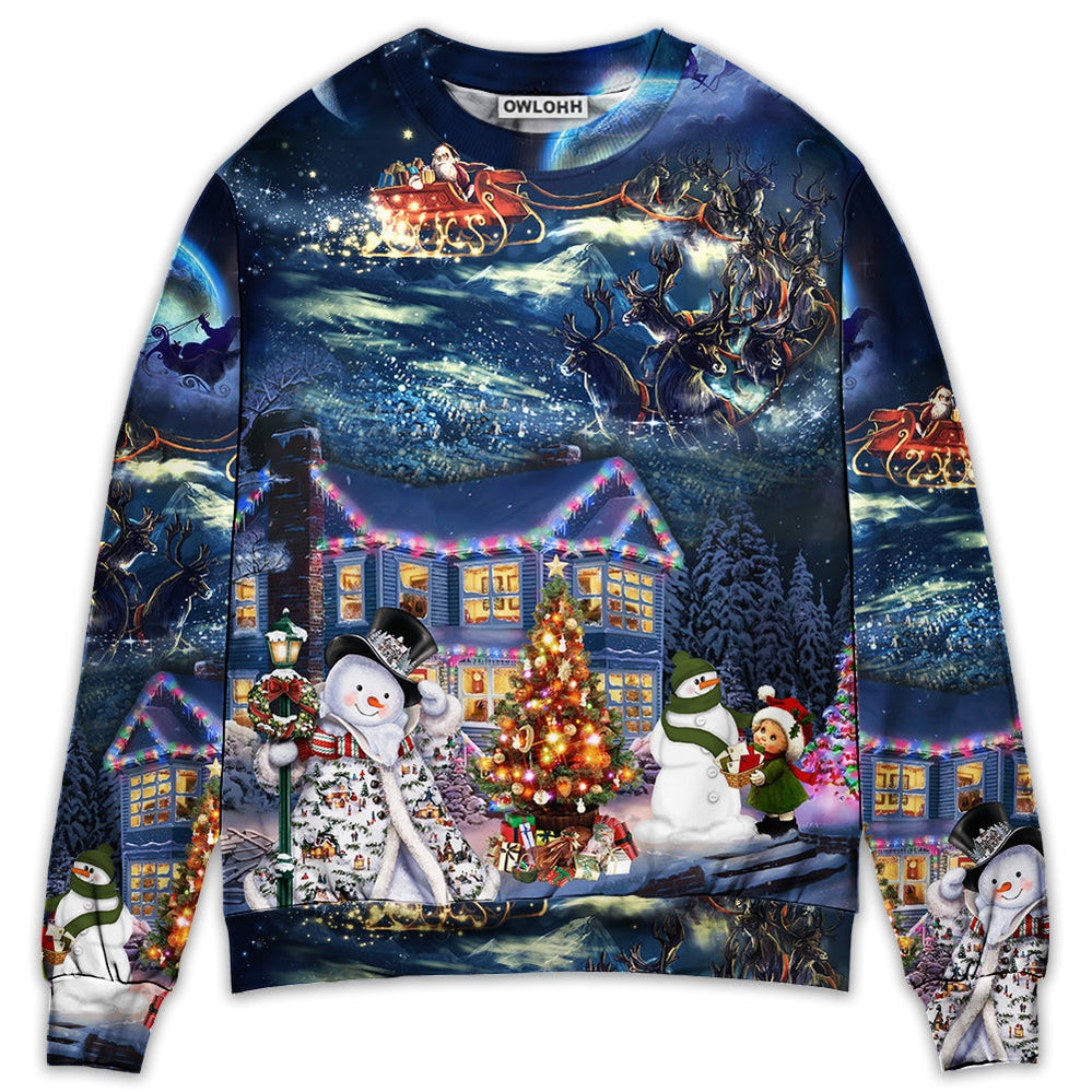 Sweater / S Christmas Santa Claus Family In Love Light Art Style - Sweater - Ugly Christmas Sweaters - Owls Matrix LTD