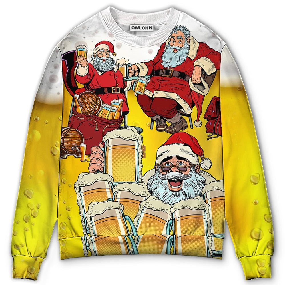 Sweater / S Christmas Santa I Want More Beer - Sweater - Ugly Christmas Sweaters - Owls Matrix LTD