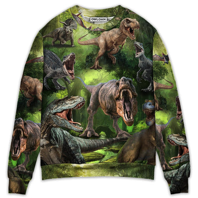 Sweater / S Dinosaur Cool In The Forest Style - Sweater - Ugly Christmas Sweaters - Owls Matrix LTD